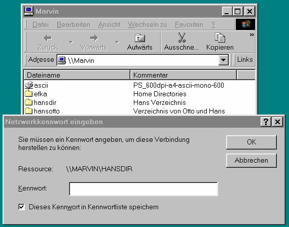 passwort abfrage samba